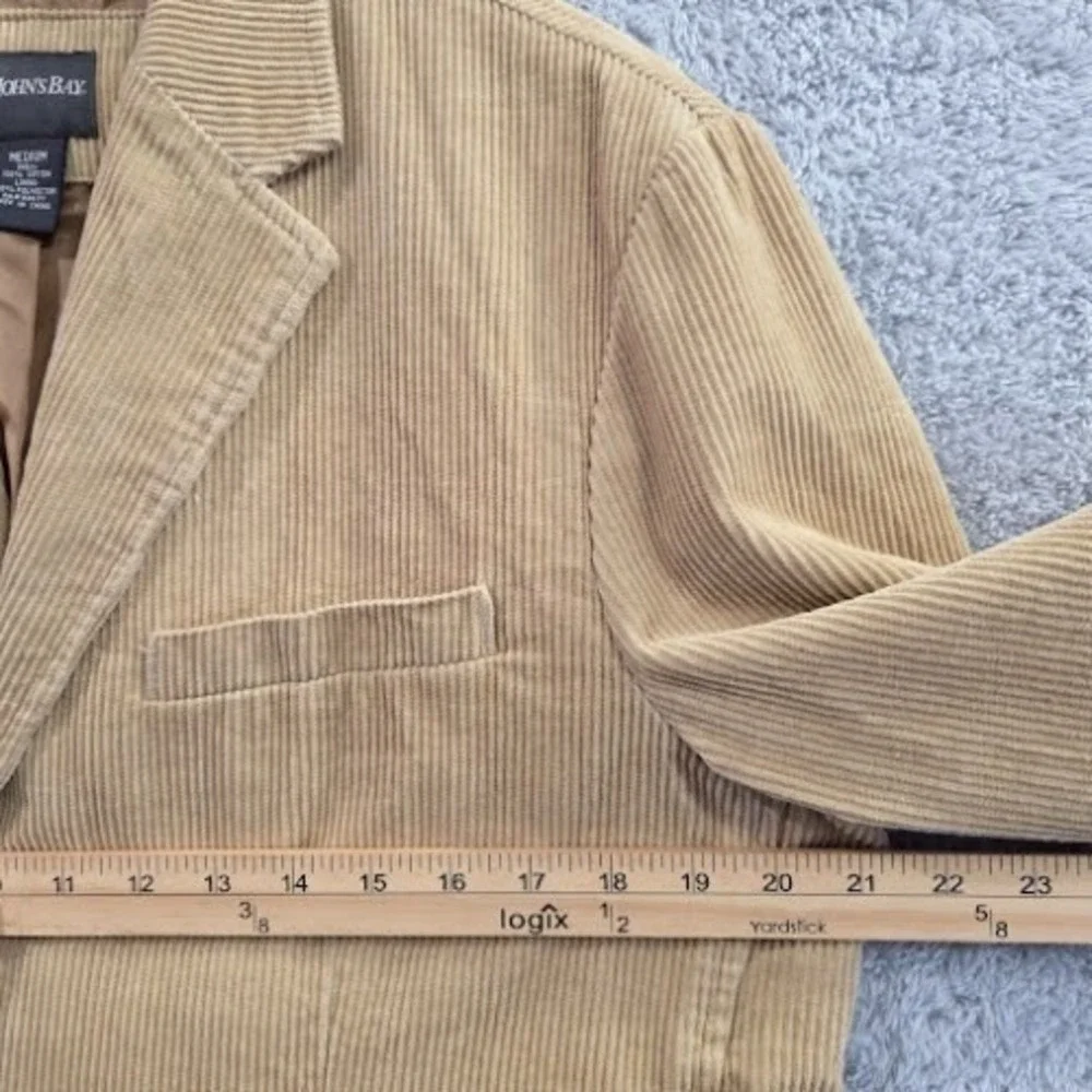 St Johns Bay Corduroy Blazer‎ Jacket Men's Medium Tan Classic Business Casual